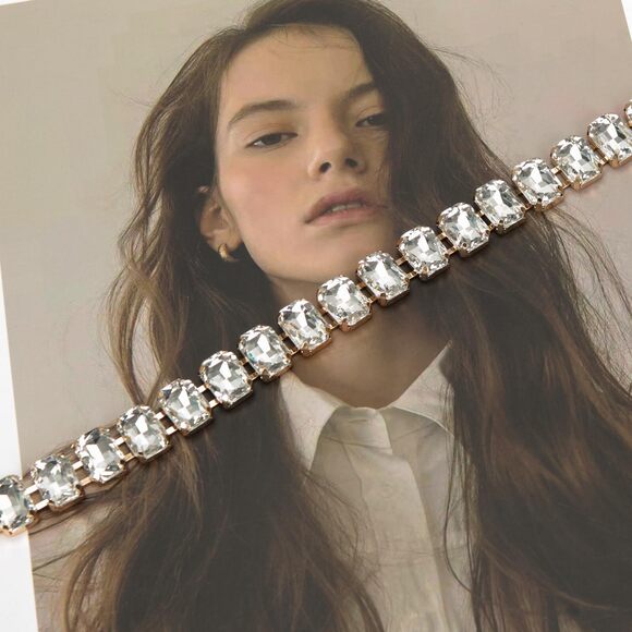 1631 White Glass Diamond Chain Metal Dress Belt- Women\'s Western Style main image 8